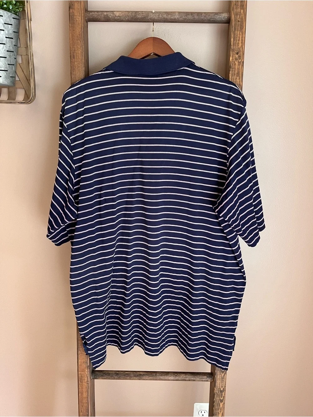 Polo by Ralph Lauren Navy and Pink Stripe Polo Golf Shirt